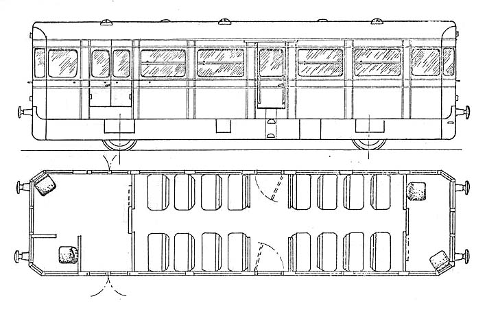 Railcar Experimental Prototypes: Schematic diagram showing Railcar No 1