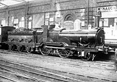 Great Western Railway 2-4-0 196 class No 211 at what is believed to be Worcester Shrub Hill Station in 1895