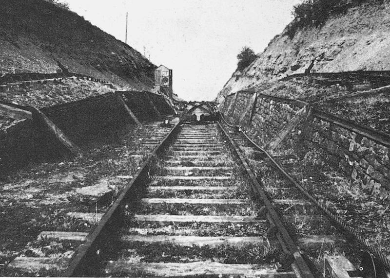View of the top of the EHLR incline showing the hut used to house the cable controlling equipment on 11th May 1930