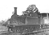 View of EHLR 0-6-0T No 2 ex-LBSCR No 674 'Shadwell' standing in front of the EHLR guards van circa 1930