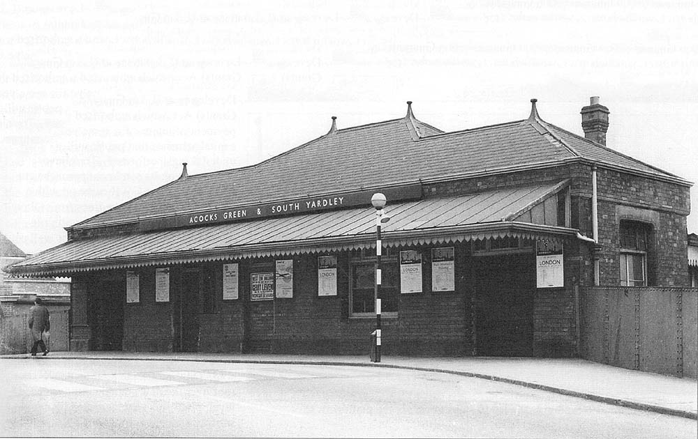 An external view of Acocks Green station's 1933 built booking office which was located at road level on Sherbourne Road bridge