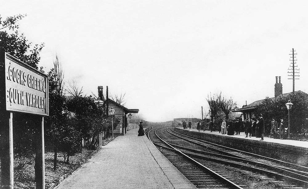 An Edwardian view of Acocks Green station looking in the direction of Leamington as a down train approaches