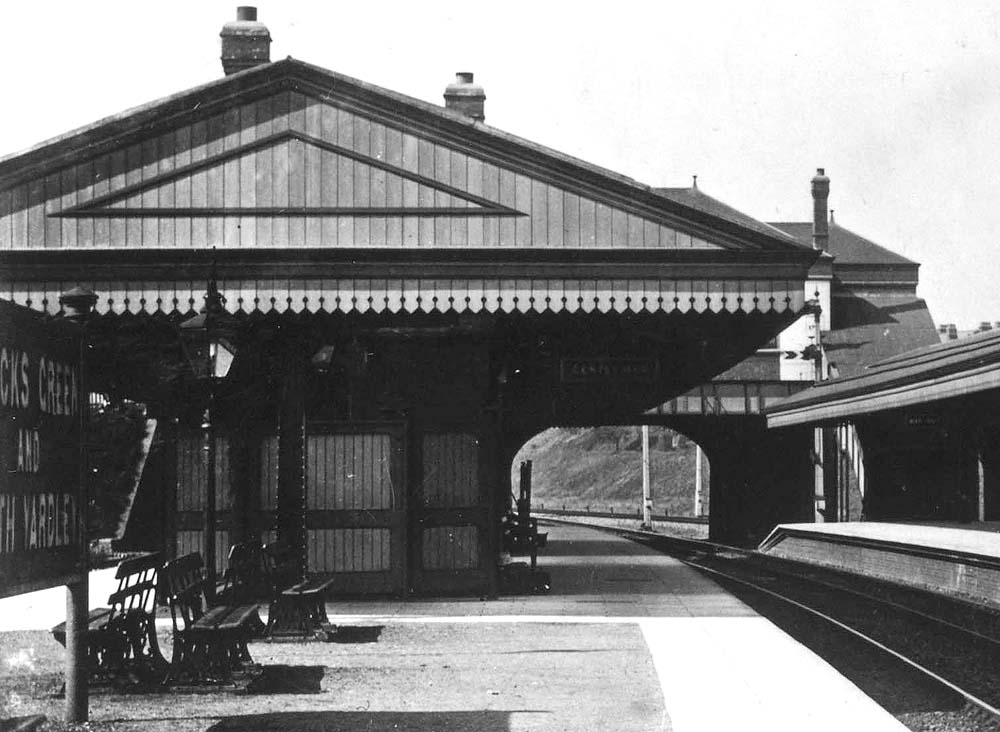 Close up of Acocks Green station platform 3 passenger building