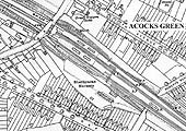 A 1916 Ordnance Survey map showing the four platform layout of the rebuilt Acocks Green & South Yardley station