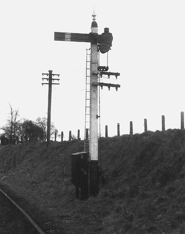 The Midland Railway Home Signal located opposite the end of the engine shed head shunt