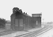 View looking towards the junction with the Midland Railway's line whilst on the left the single road GWR shed can be seen