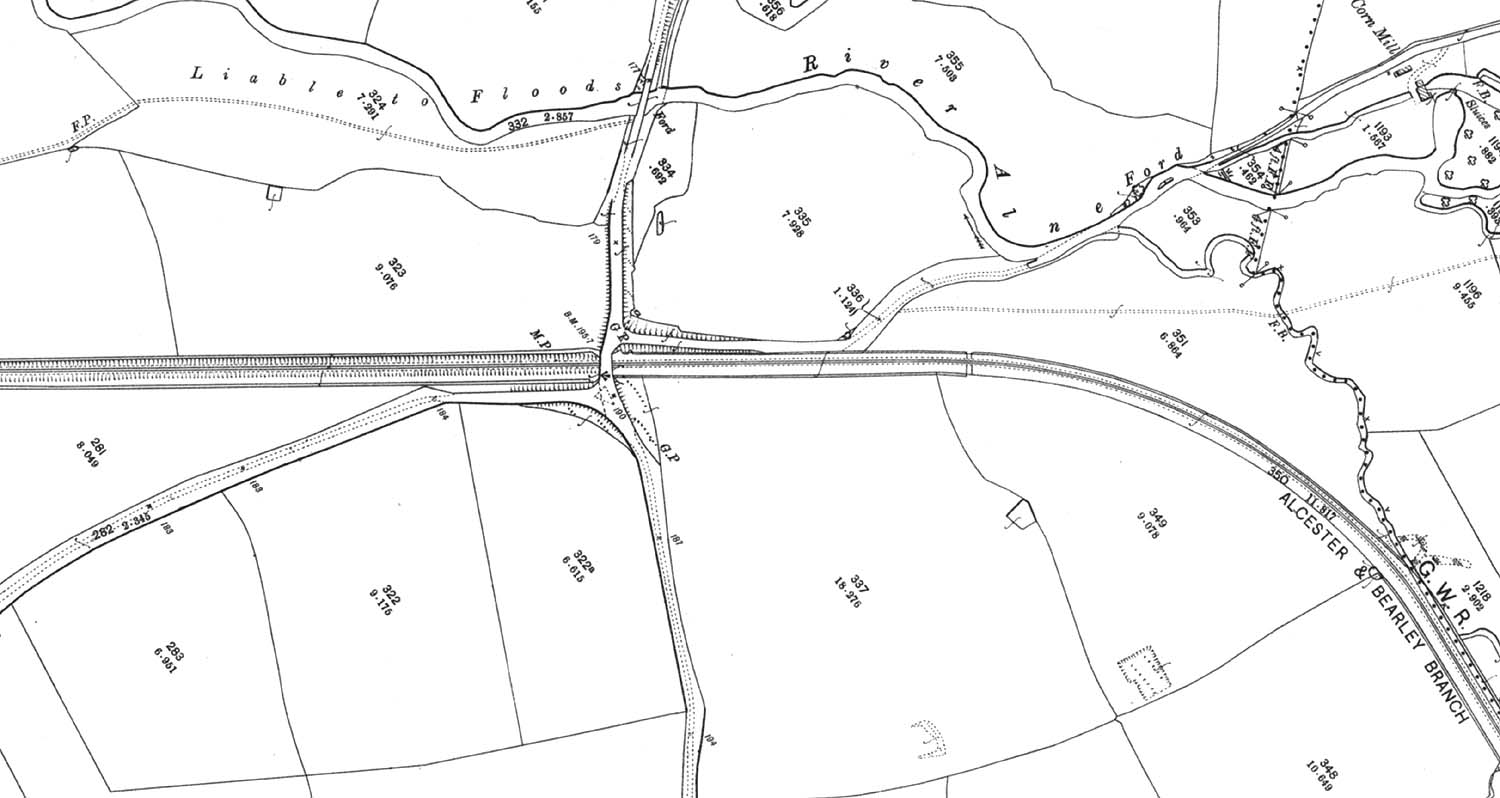 A 1904 25 inch to the mile Ordnance Survey Map of the site of Aston Cantlow Halt when opened on 18th December 1922