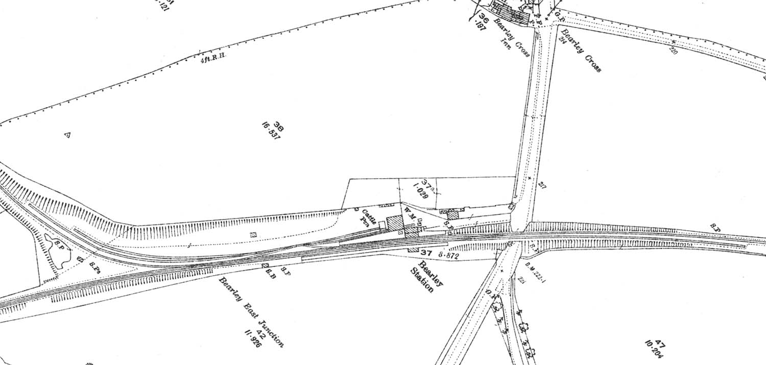 A 1923 25 inch to the mile Ordnance Survey Map of Bearley Station and Bearley East Junction on the left