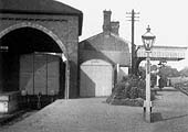 Close up showing the Wilmecote end of Bearley Station building with the original Goods Shed on the left