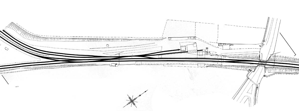 Ordnance Survey map showing Bearley East Junction, its signal box and its proximity to Bearley station