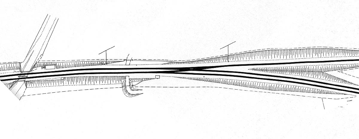 Ordnance Survey map showing the junction of the North Curve 