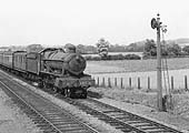 GWR 4-6-0 No 5917 'Westminster Hall' is seen on a Leamington to Stratford upon Avon local approaching Bearley West Junction