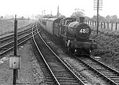 An unidentified Great Western Railway 4-6-0 68xx (Grange) class locomotive at Bearley West junction