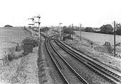 The North Curve single line seen from Bearley North Junction Signal Box looking towards Stratford upon Avon in the summer of 1947