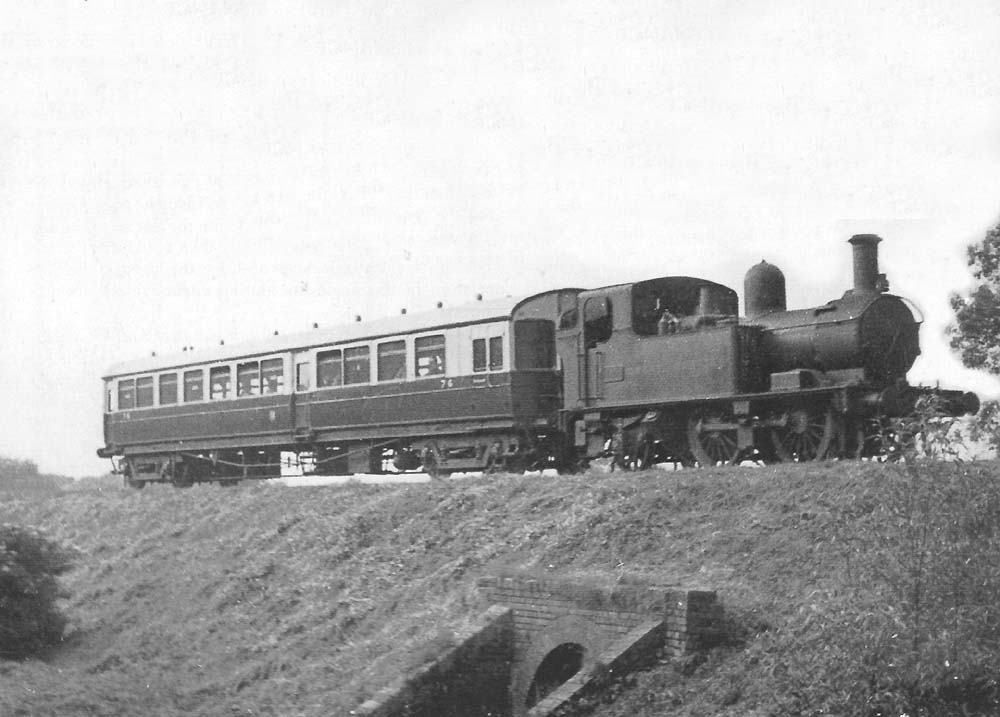 A 48xx class 0-4-2T and auto trailer No.76 can be seen on the Branch approaching Edstone Aqueduct