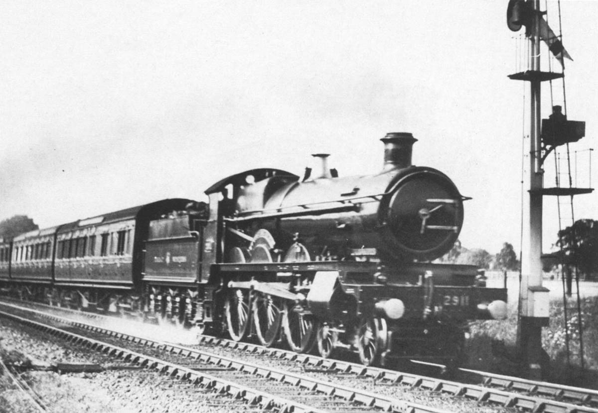Great Western Railway 4-6-0 29xx or ‘Saint’ class No 2911 'Saint Agatha' passing the distant signal at Bentley Heath