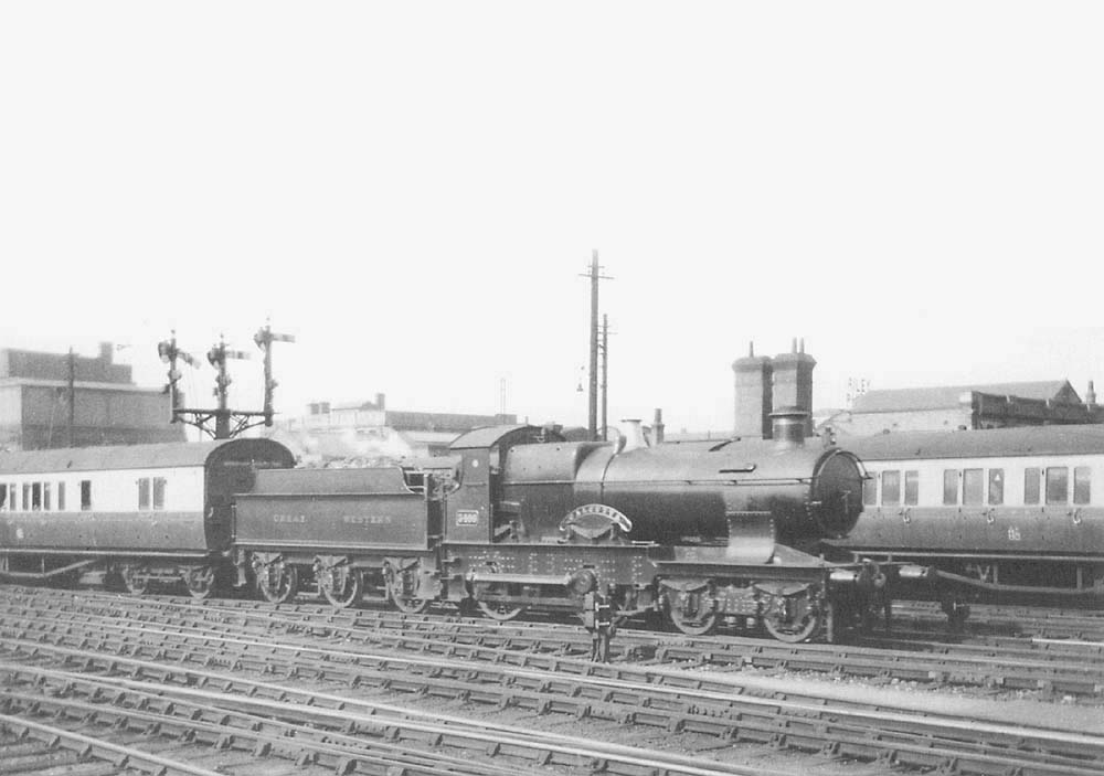 GWR 4-4-0 Bulldog class No 3406 'Calculta' is seen arriving at Snow Hill Platform 8 on an up express service to Paddington on 29th August 1931