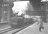 Ex-GWR 0-6-0PT 57xx class No 9724 is seen entering Snow Hill station at the head of a down Class K mineral train on 10th May 1958