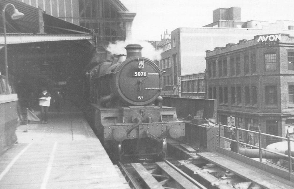 Ex-GWR 4-6-0 Castle class No 5076 'Gladiator'' is seen standing at Platform 2 whilst at the head of a down Class B local passenger service