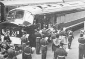 British Railways Sulzer Type 4 diesel locomotive D59 is seen being named 'Royal Warwickshire Fusilier' in a ceremony at Platform 7 on 22nd May 1964
