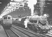 British Railways Blue Pullman is seen departing Platform 5 wrong road at the head of the 1 00pm service from Snow Hill to Paddington on 11th October 1966