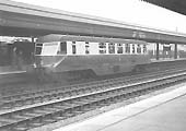 GWR Railcar W14W with a 70 seat capacity powered by two 8 AEC engines is seen standing at Platform 8 with a local passenger service in April 1958