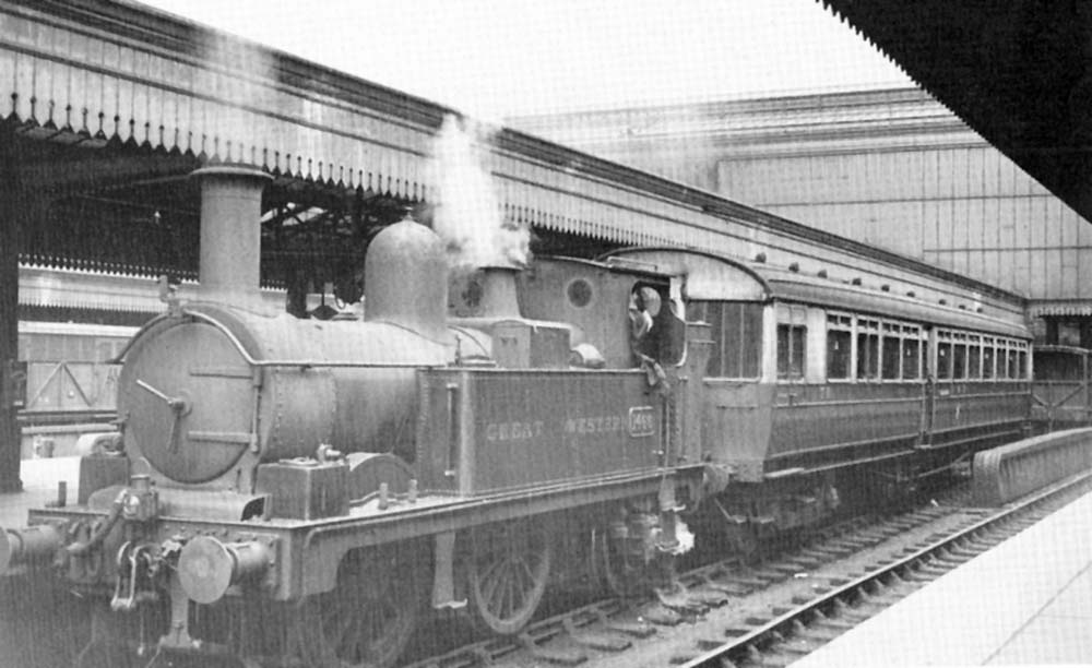 Great Western Railway 0-4-2T 517 class No 1466 with auto-trailer No 70 on the Dudley Dodger in bay platform 4