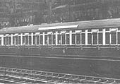 GWR 70ft toplight third class coach No 3686 in the 1943 chocolate and cream livery with twin shield in 1947