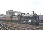 Ex-GWR 43xx class 2-6-0 No 6364 brings empty coaching stock into Snow Hill station on 28th April 1964