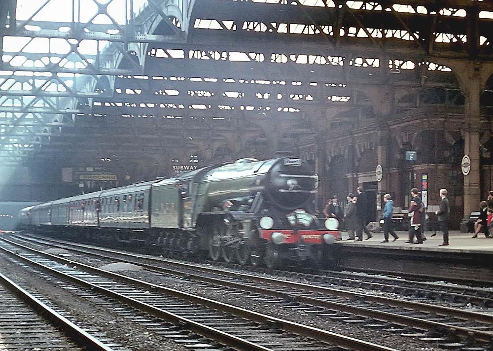 LNER A3 4-6-2 No 4472 'Flying Scotsman' comes to a stop at Snow Hill station on 18th September 1965