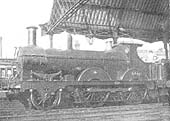 Great Western Railway 2-4-0 �481� class No 486 on the up platform at the north end of Snow Hill Station circa 1900