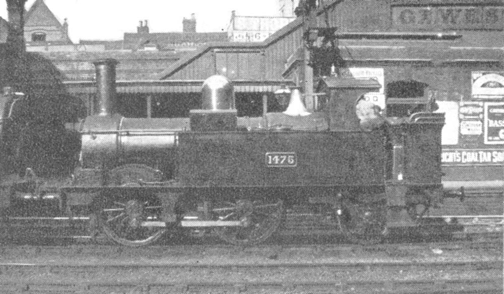 Great Western Railway 0-4-2T '517' class No 1475 at the southern end of Snow Hill Station, circa 1905