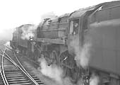 BR 2-10-0 Standard Class 9F No 92001 is seen coupled upto BR built 4-6-0 Modified Hall No 7904 'Fountains Hall'