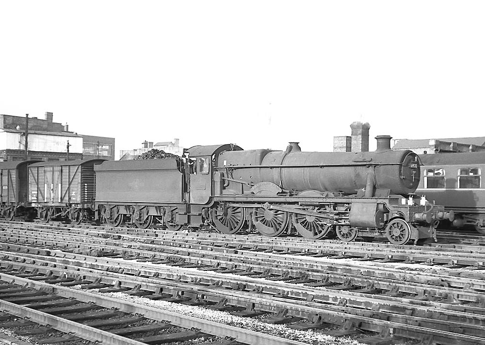 Ex-GWR 4-6-0 6959 class No 6970 'Whaddon Hall' enters Snow Hill station with a Type 3 working on 23rd November 1963