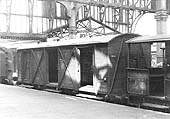 GWR four wheeled ten ton Fish Van being unloaded in Bay Platform 3 at Birmingham Snow Hill in July 1947
