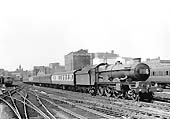 British Railways built 4-6-0 Castle class No 7029 'Clun Castle' is seen approaching Platform 7 whilst at the head of an Class A express service to Paddington