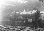 GWR 4-4-0 No 3800 'County of Middlesex' is seen standing at Platform 7 on an up express train probably to Paddington in April 1914