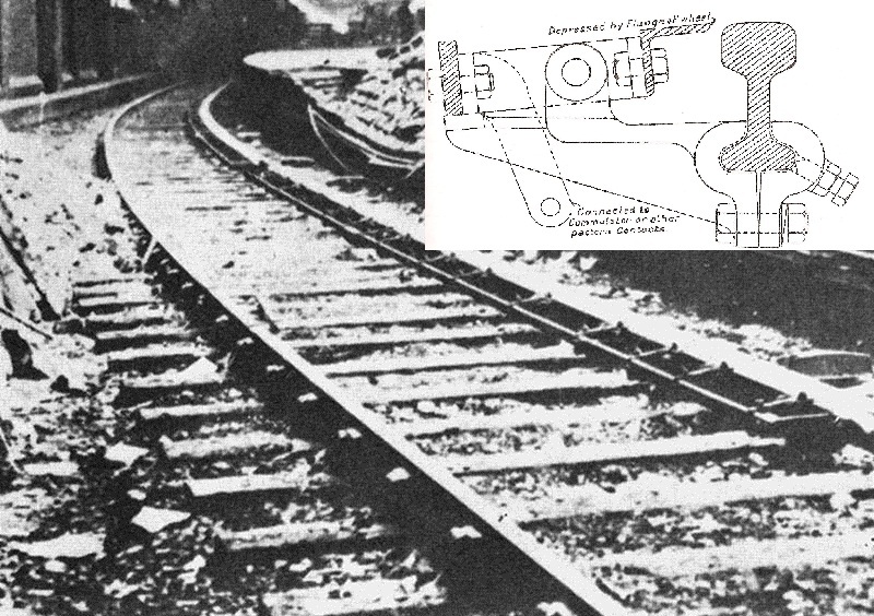 In this photograph the weighted fouling bars adjacent to Platform No 1 can be seen