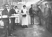 Medical and military personnel await the arrival of an ambulance train with wounded soldiers from France arriving in the UK for recuperation