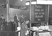 View of the packed meal service located  on Platform 7 which was the alternative to dining in the train's restaurant car in the early 1960s