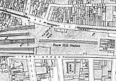 The basic layout of Snow Hill station after completion of the extensive rebuild between 1906 and 1912 showing the surrounding streets