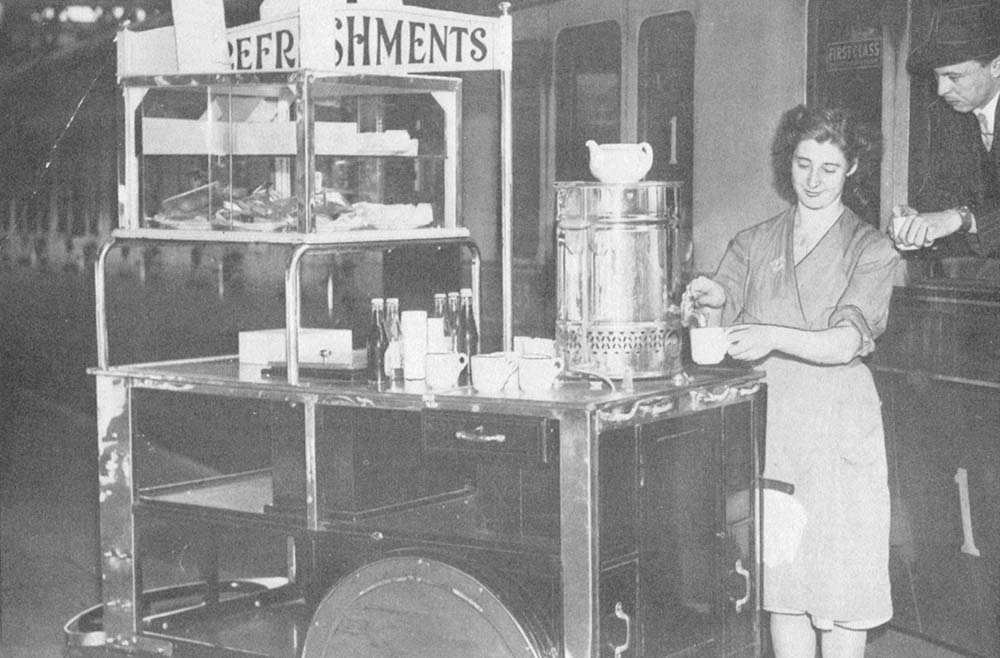View of the re-introduced refreshment trolley service provided to passengers and to coincide with the BIF at Castle Bromwich