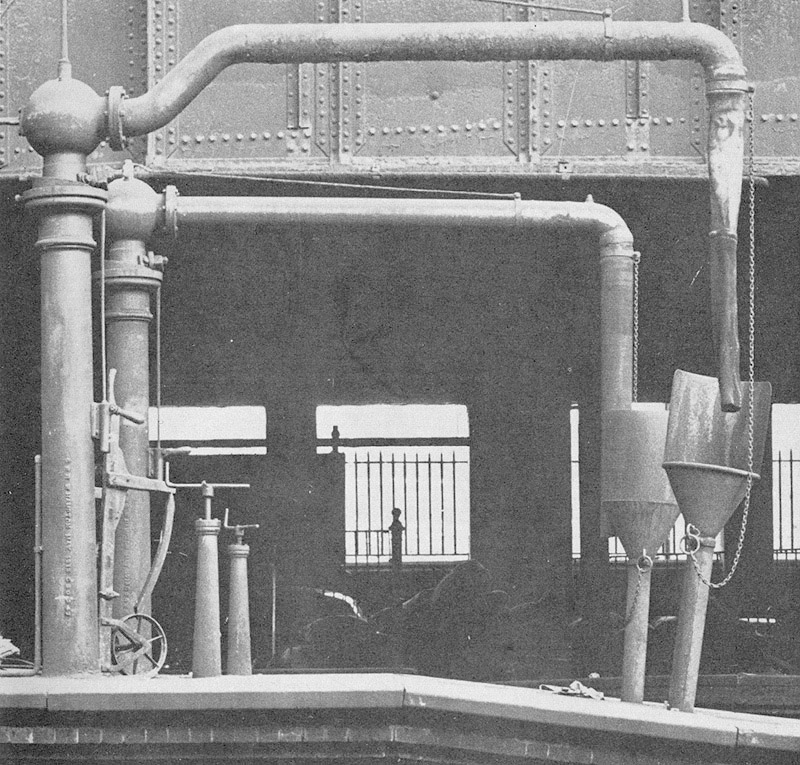 View of the two water cranes located at the Southern end of Platforms 7 and 12 which have been secured by chains for safety