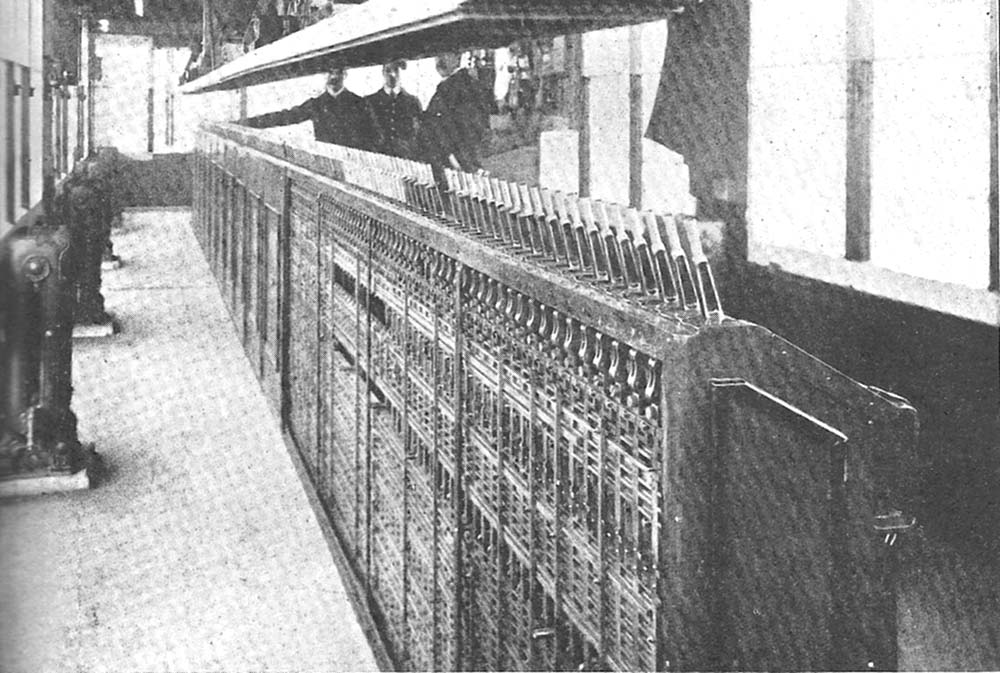 A rear view of the new Siemens electro-mechanical locking frame at Birmingham North Signal Box in 1910