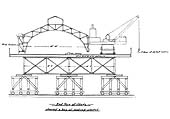 Sketch showing a section through one of the transverse bay trusses above the special stage supports