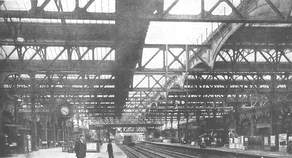 A view of Snow Hill station looking south towards Snow Hill Tunnel with most of the roof erected