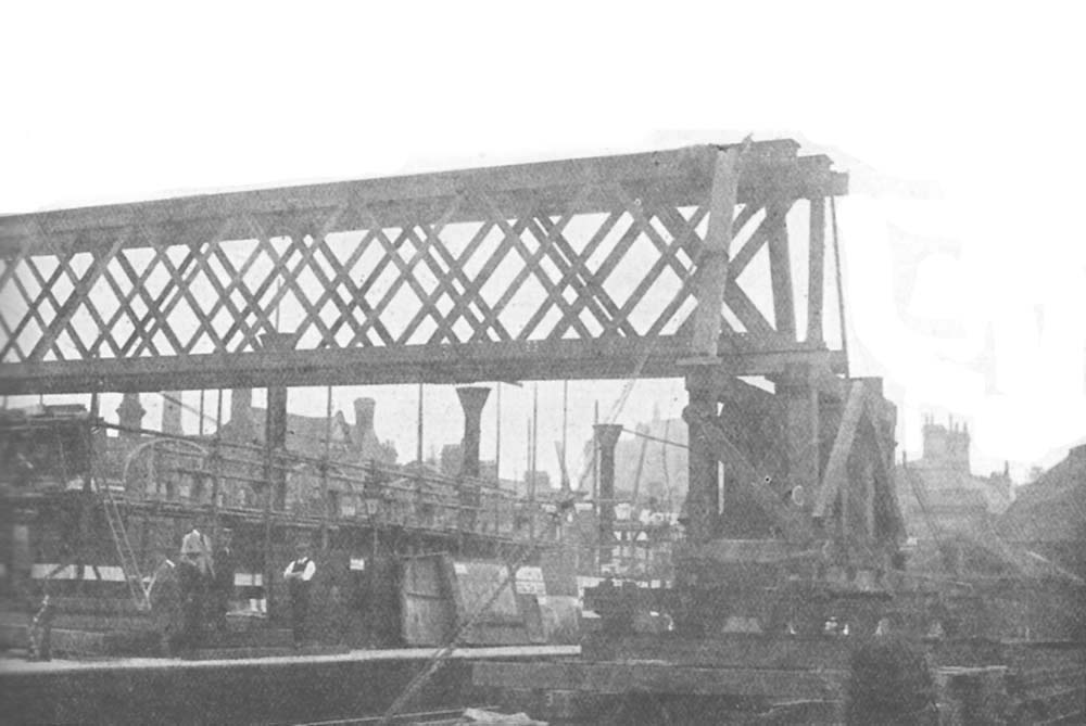 The three girders that formed the special stage in the process of being moved between the two main platforms at Snow Hill