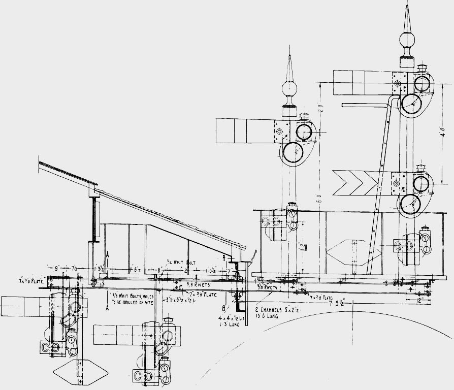 Official Great Western Railway Drawing of the signals for both the down platform line under the canopy and down main line
