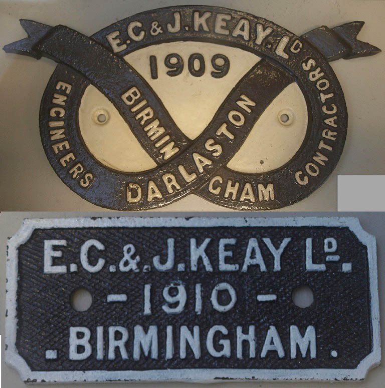 Two examples of the steelwork manufacturer's cast iron plates together with several other artifacts