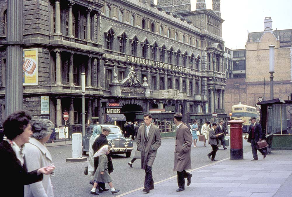 A 1963 colour photograph showing the former GWR hotel's smoke ingrained front elevation facing on to Colmore Row